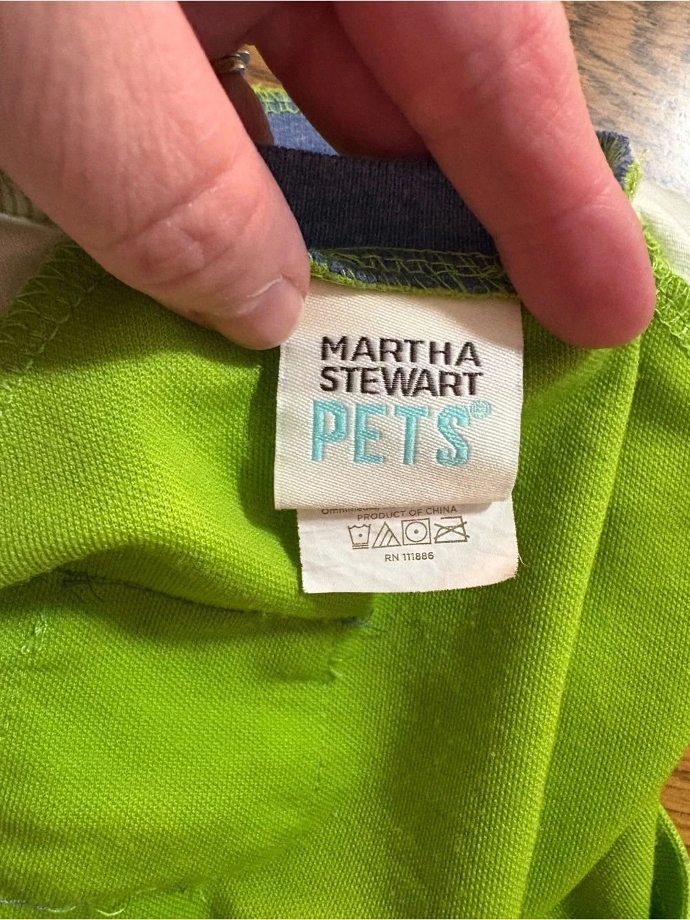 Martha Stewart Green Check Sleeve Dog Tee with Pocket Size Small